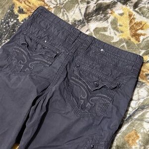 Vintage Y2K Rock Revival Cargo Shorts Paint Splatter